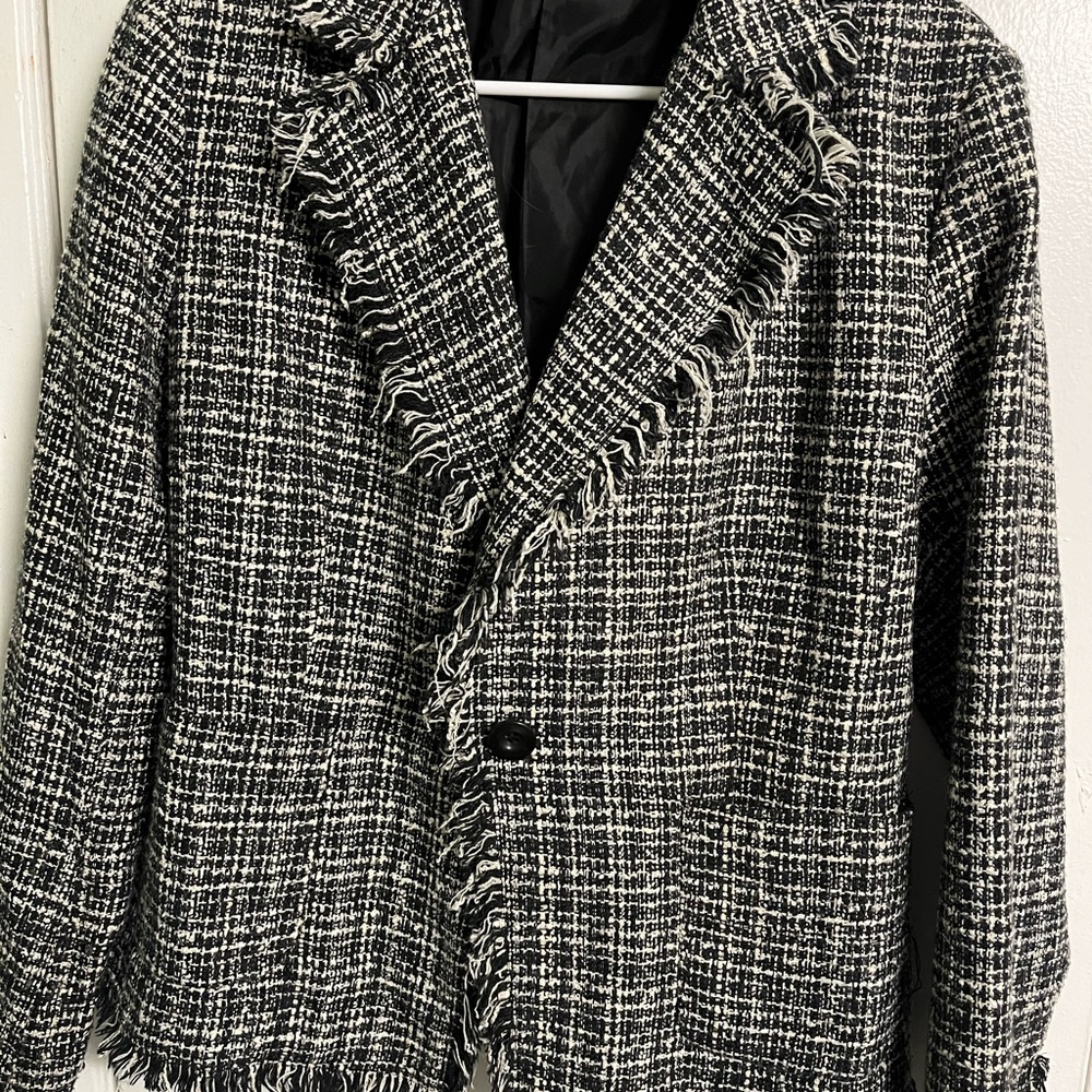 New York & Company Black and White Tweed Blazer